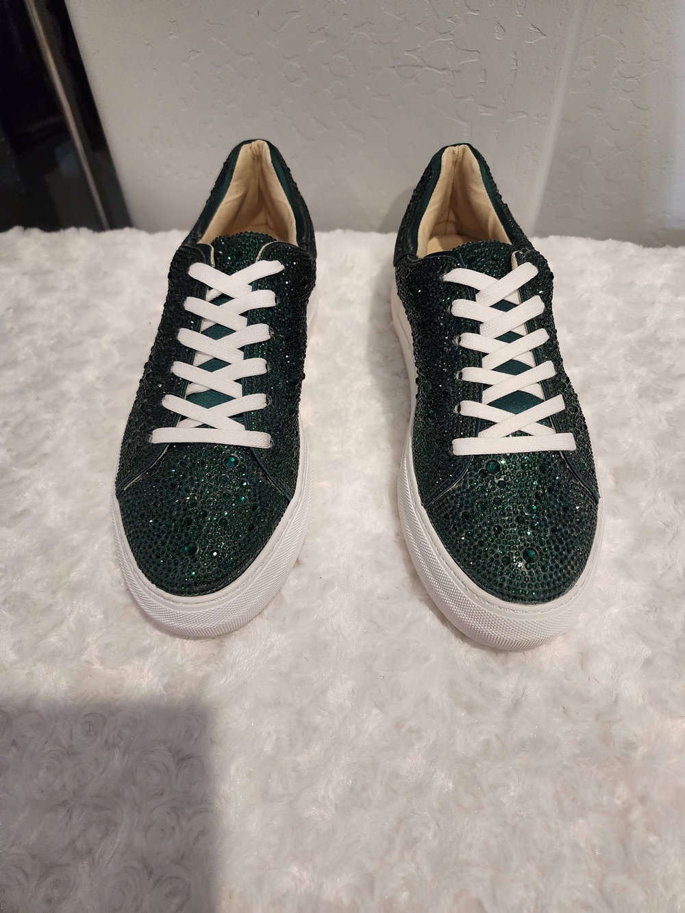 Betsey Johnson Emerald Green Crystal Lace-Up Sneakers